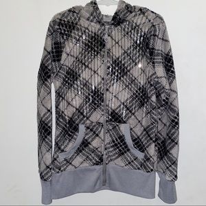 FabKids Fuzzy Fleece & Sequined Zip-Up Hoodie, M